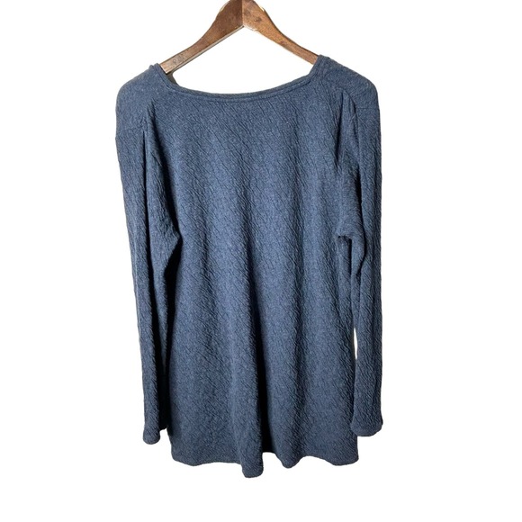 Pure J. Jill womens sz medium blue texture knit top - Picture 2 of 2